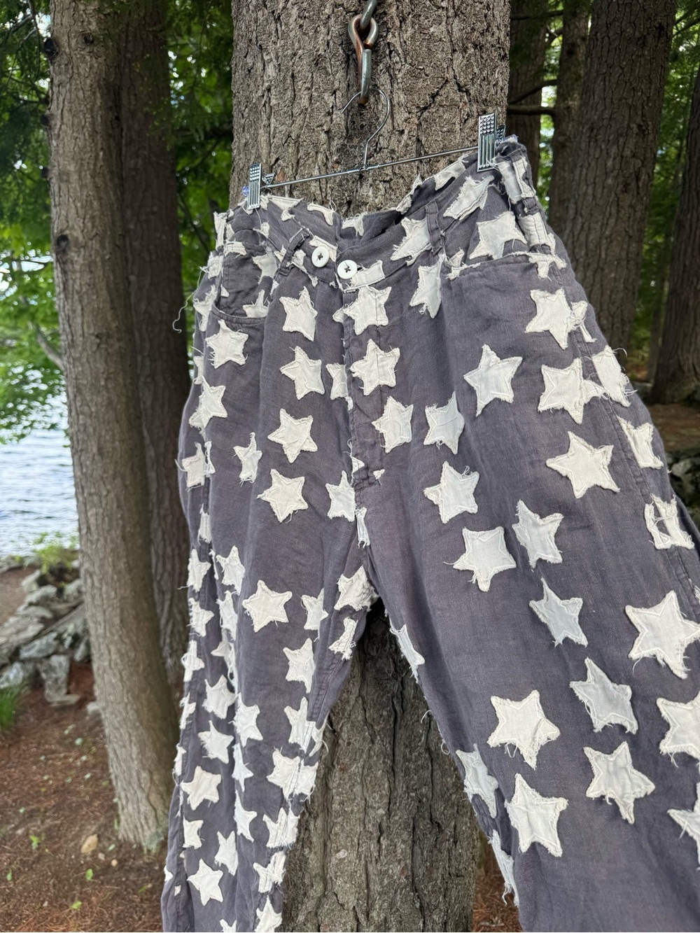 Magnolia Pearl European Linen Miner Pant Star Appliqué